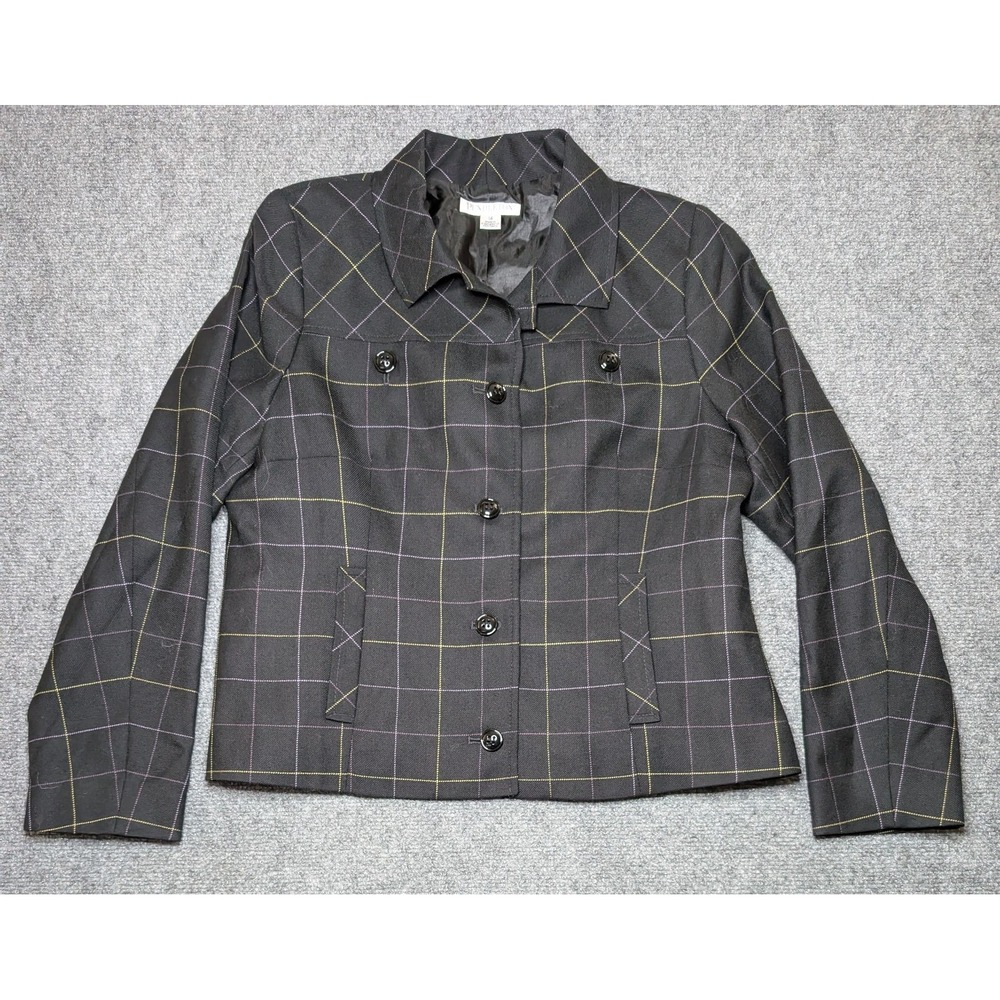 Pendleton Petite Jacket Womens Window Black Virgin Wool Basic Casual Size 14
